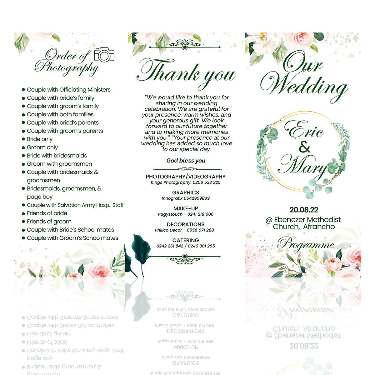 How To Design a TRI-FOLD WEDDING PROGRAM OUTLINE in Photoshop | Step by ...