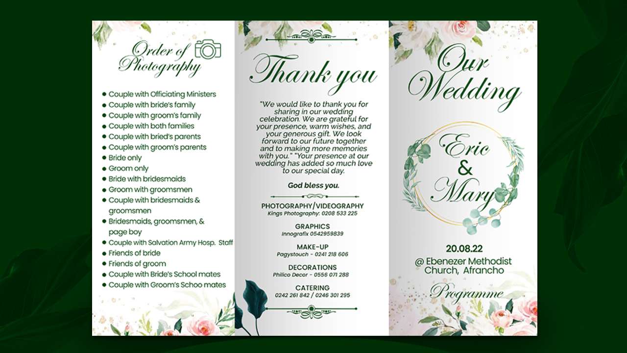 Read more about the article How To Design a TRI-FOLD WEDDING PROGRAM OUTLINE in Photoshop | Step by Step